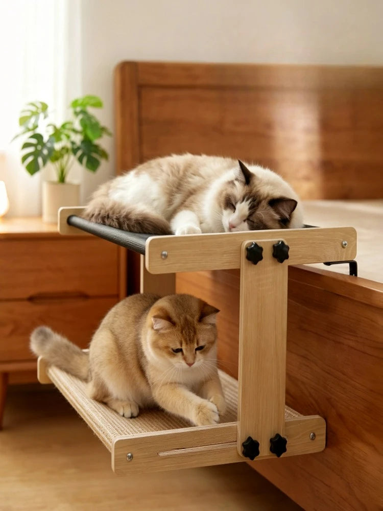 Cat Tree Double Layer Hanging Cat Hammock Scratcher All-Season Universal Pet Beds Window Perch for Cats Scratching Board