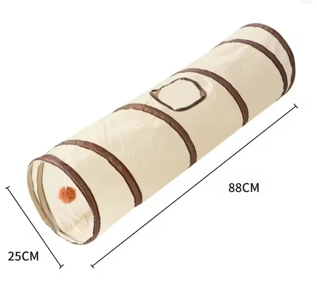 Beige Pet Cat Tunnel Toys Foldable Pet Cat Kitty Training Interactive Fun Toy For Cats Rabbit Animal Play Tunnel Tube