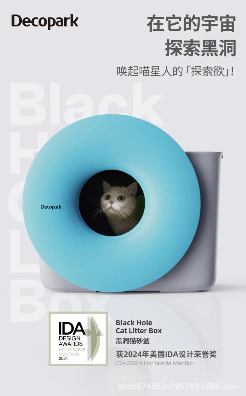 Large Cat Litter Box Semi-enclosed Doughnut Designed Prevent Spillage Deodorize Cat Toilet Pet Products Cleaning Accessories