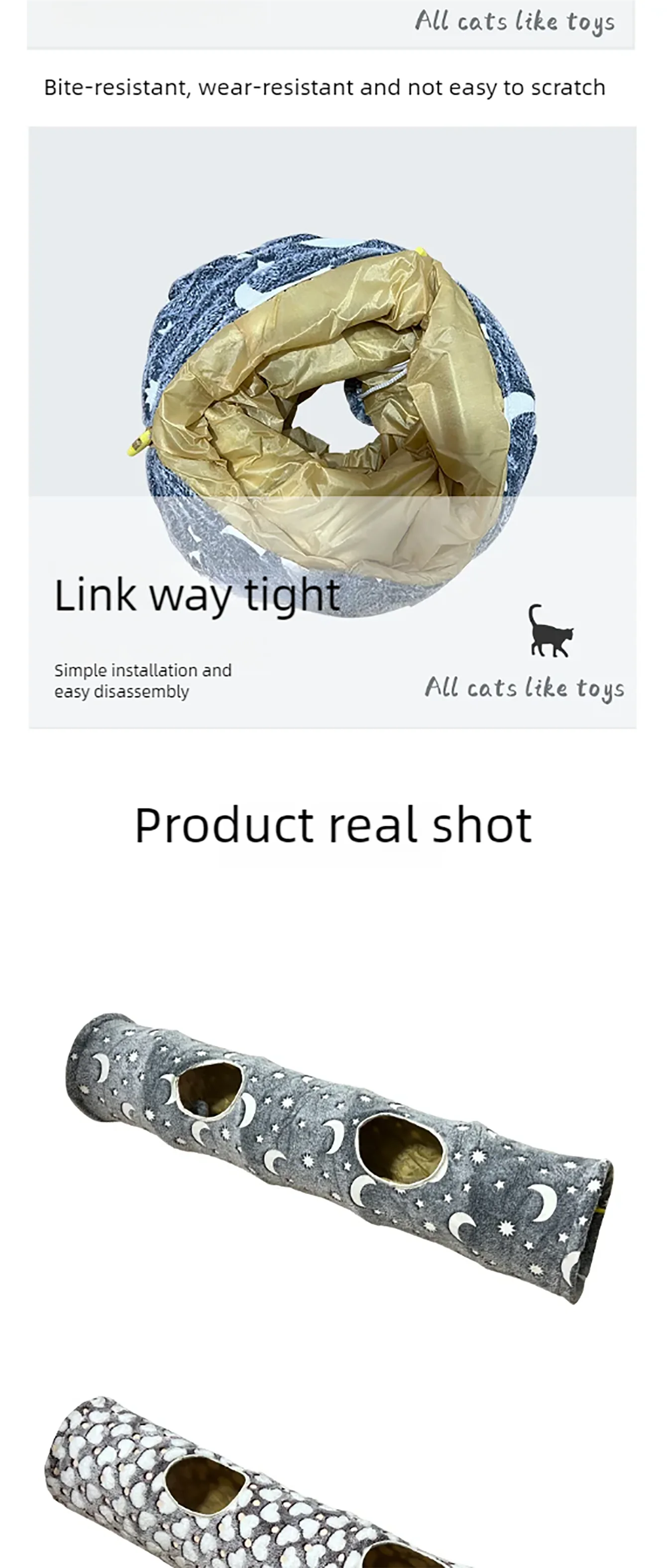 New straight tube luminous cat tunnel cat tent cat toy foldable cat tunnel