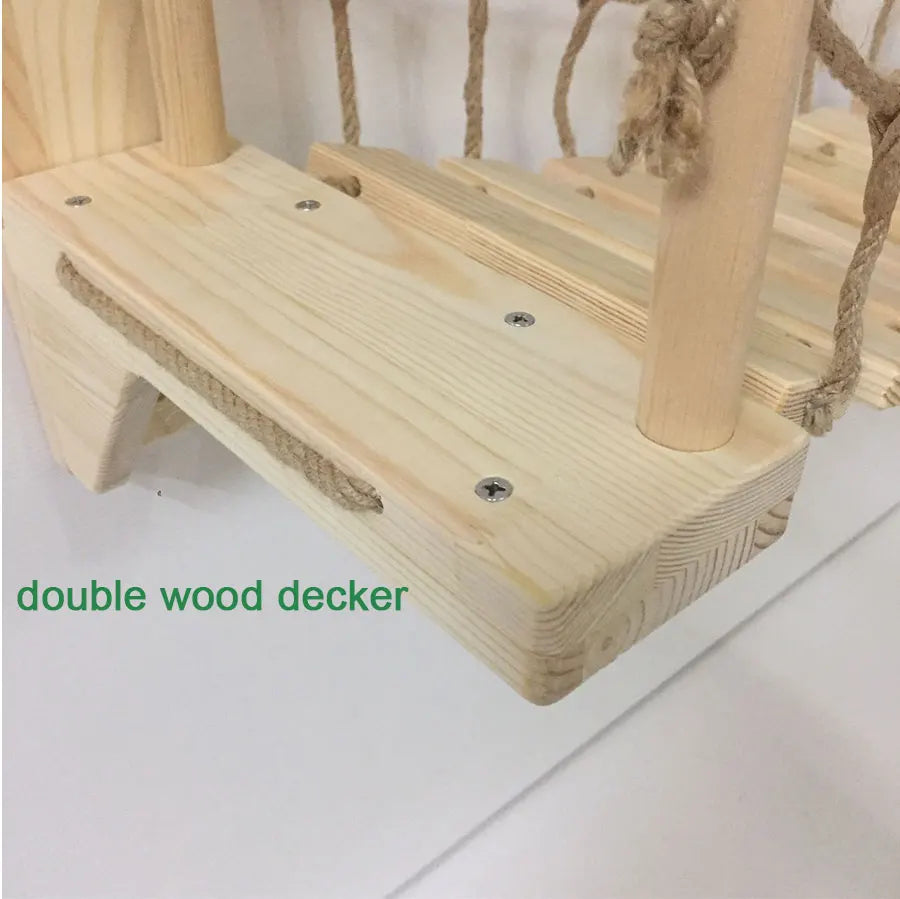 Wall Mounted Cat Bridge Pet Cat Tree House Bed Hammock Sisal Cat Ladder Step Scratcher Post Cat Climbing Frame Furniture Cat Toy