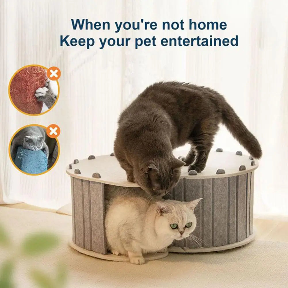 Cozy Semi-Enclosed Cat Nest Hiding Cave with Pet Tunnel, Four Seasons Universal, Wear-Resistant & Durable, Interactive Foldable