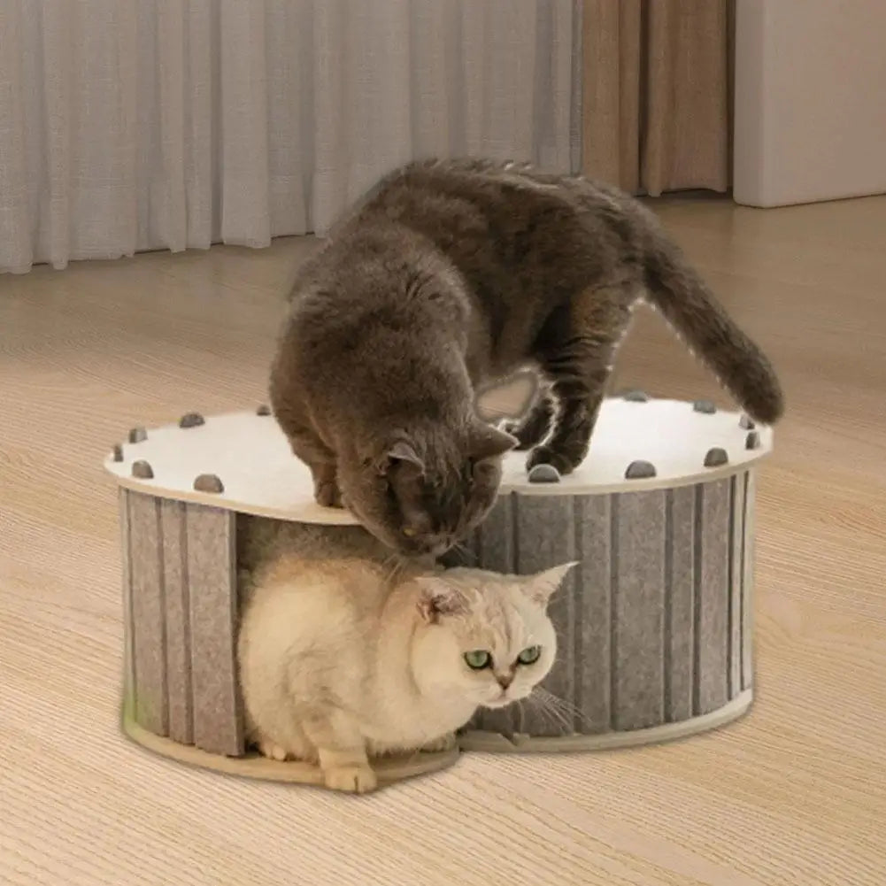 Cozy Semi-Enclosed Cat Nest Hiding Cave with Pet Tunnel, Four Seasons Universal, Wear-Resistant & Durable, Interactive Foldable