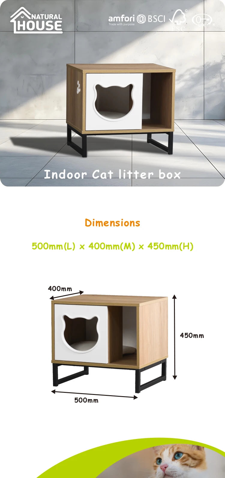 Convenient Moveable Wooden Cat House