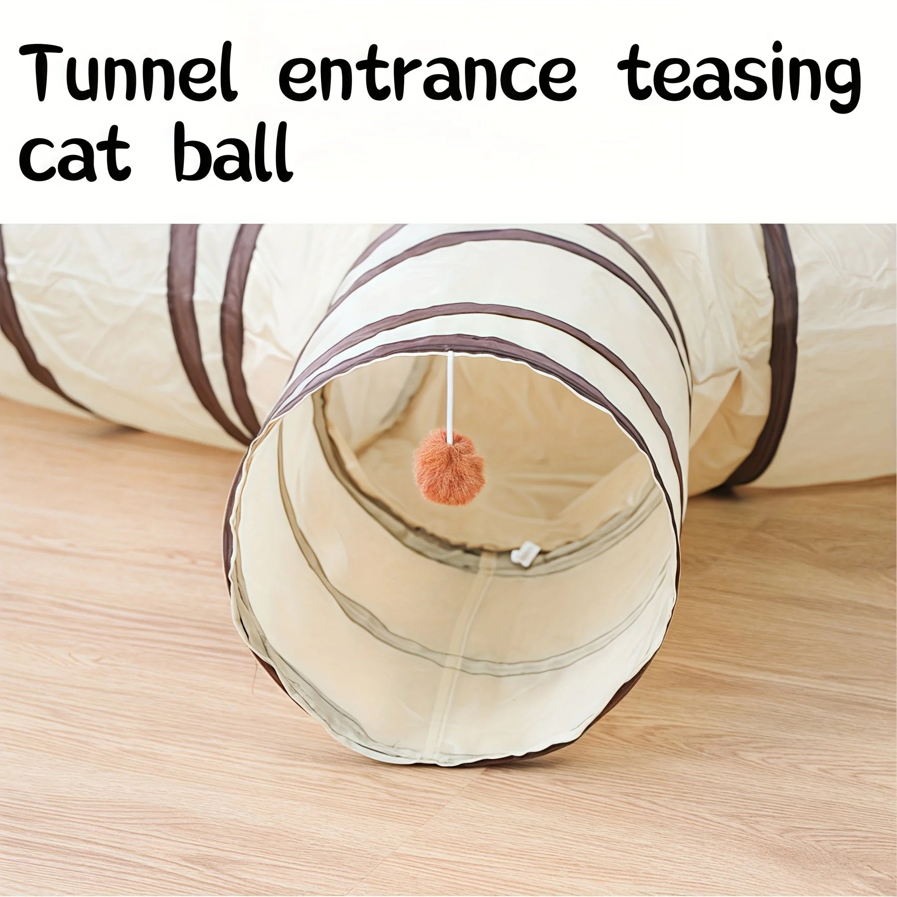 Beige Pet Cat Tunnel Toys Foldable Pet Cat Kitty Training Interactive Fun Toy For Cats Rabbit Animal Play Tunnel Tube