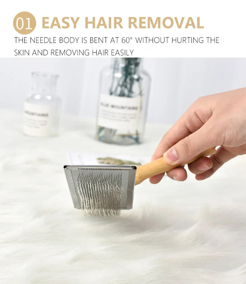 Pet Cat and Dog Grooming Supplies: Hair Remover Brush, Wood Combs, Flea Comb for Shedding