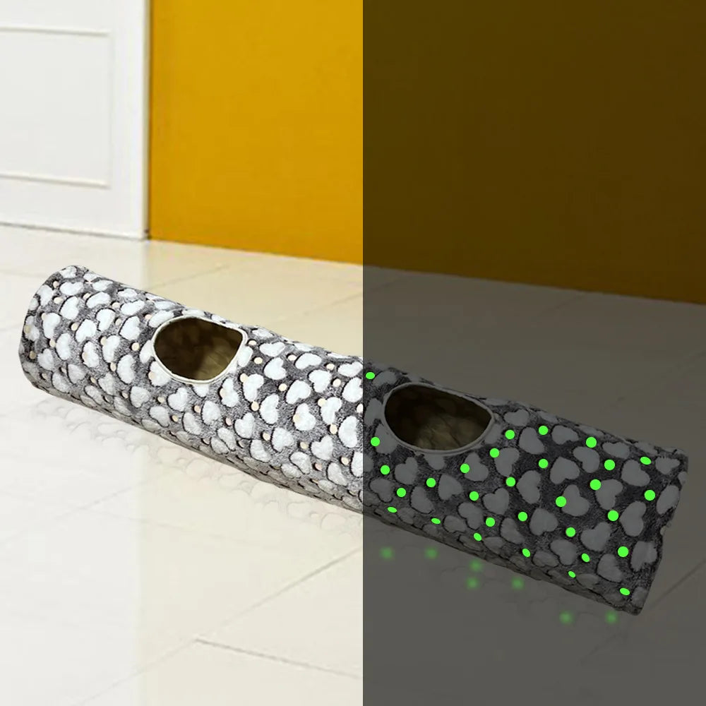 New straight tube luminous cat tunnel cat tent cat toy foldable cat tunnel