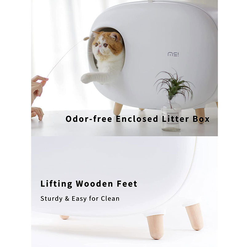 Cat Litter Box Fully-Enclosed Large Space Litter Box with Lid Prevent Sand Leakage  Isolate Odors Design for cat under 11 pounds