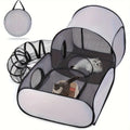 Portable cat fence with looped tunnel,2 connections to enclosed areas, ideal for outdoor cat tents or indoor enclosed cat fences