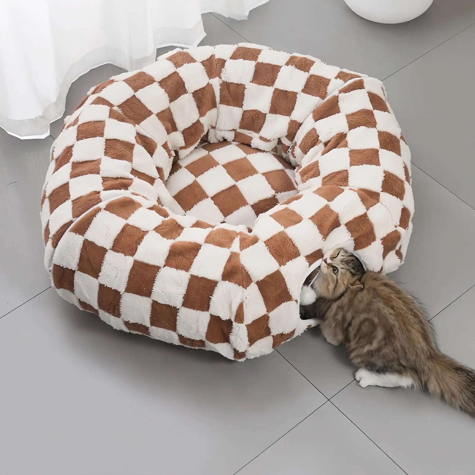 Cat Tunnel Bed Interactive Toys Washable with Ball Tunnel Cat Bed Cave Interactive Toys for Kitten Puppy Small Dog Bunny Pet