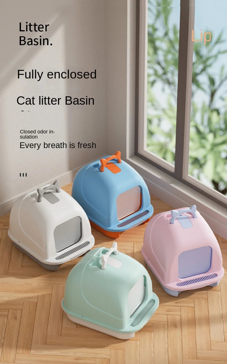 Fully Enclosed Cat Litter Box Large Cat Litter Box Anti-Splashing and Deodorizing Toilet Pet Supplies