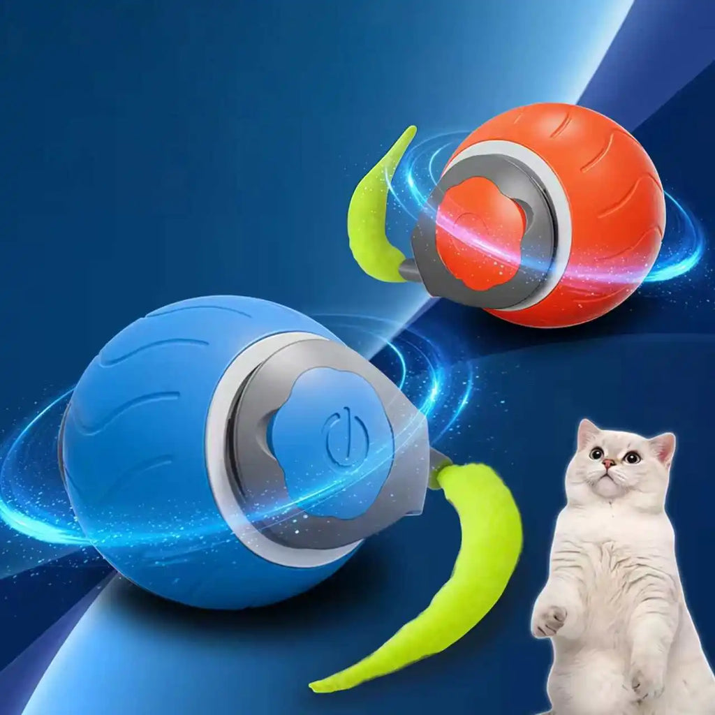 Cats Interactive Ball Toys, Automatic Rolling Ball with Faux Tail,USB Rechargeable SmartElectric Pet Toy for Teaser and Training