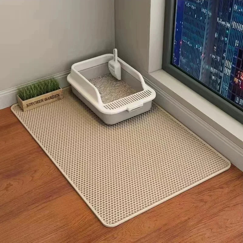 Waterproof Double Layer Cat Litter Mat Cat Litter Box Mat Cats Sand Removal Pad Bed Mat Pet Clean Pad Cat Accessories 5 Sizes