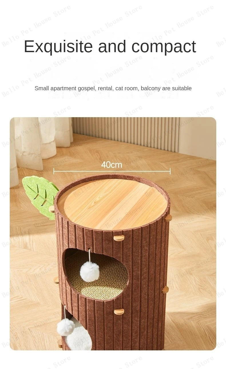 Multi-layer Felt Cat House Multi-function Tree Stump Cat House Wear-resistant Cat Scratching Board Pet Supplies Pet Furniture
