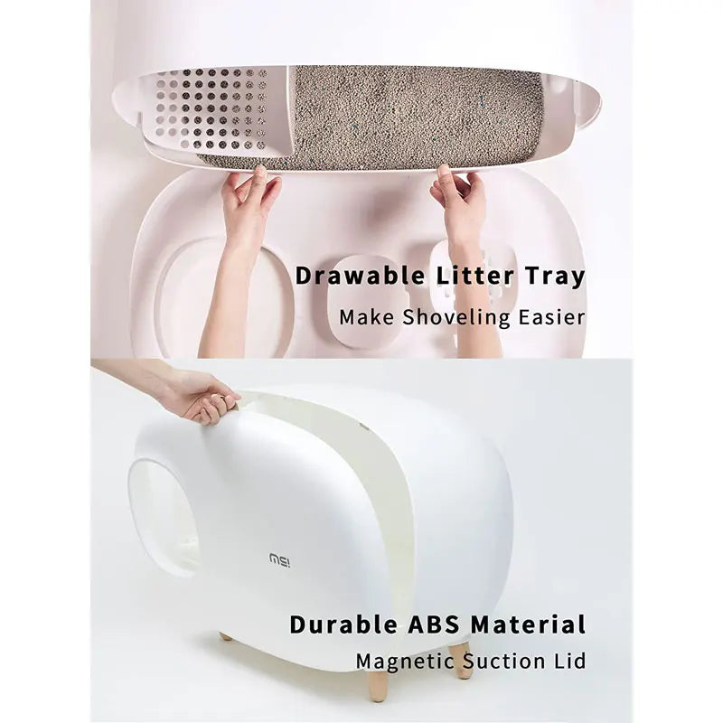 Cat Litter Box Fully-Enclosed Large Space Litter Box with Lid Prevent Sand Leakage  Isolate Odors Design for cat under 11 pounds