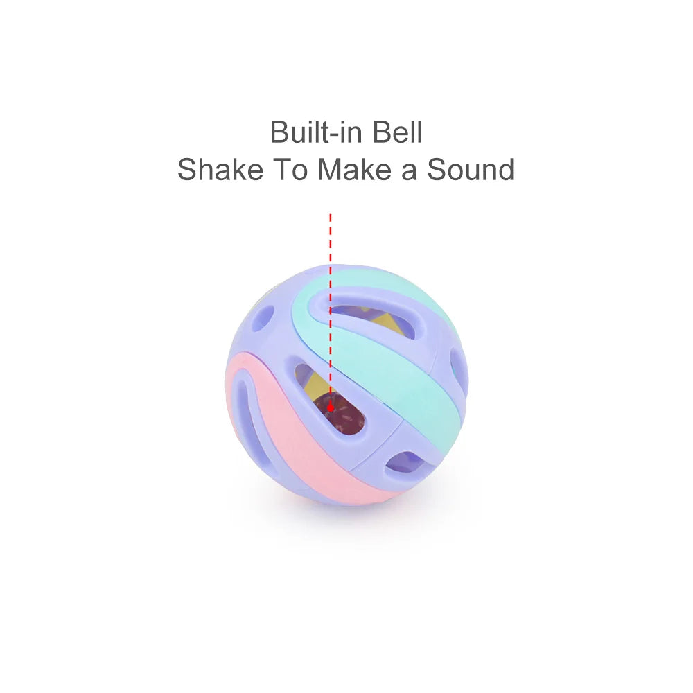 6pcs Random Bell Plastic Ball Cat Toy Colorful Splicing 4.8cm Pet Toy Accessory