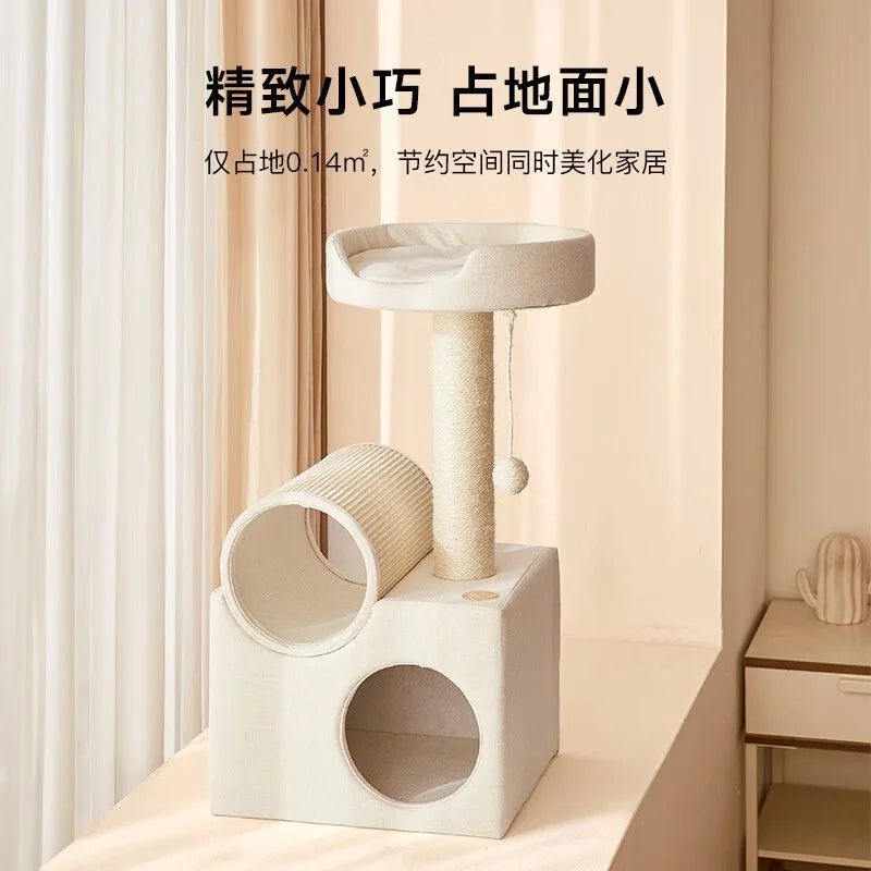 Tunnel Small Cat Climbing Frame Cat Tree Tower with Scratching Posts Condo House Pet Supplies