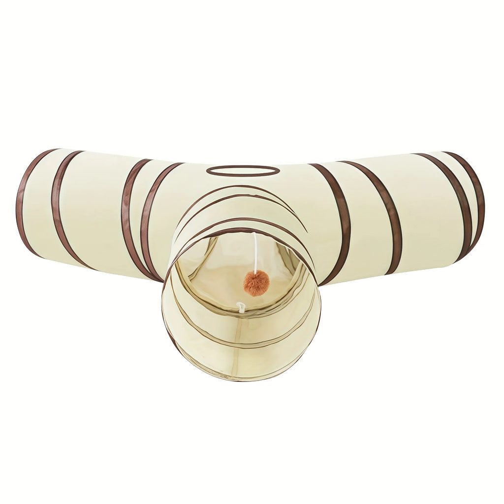 Beige Pet Cat Tunnel Toys Foldable Pet Cat Kitty Training Interactive Fun Toy For Cats Rabbit Animal Play Tunnel Tube