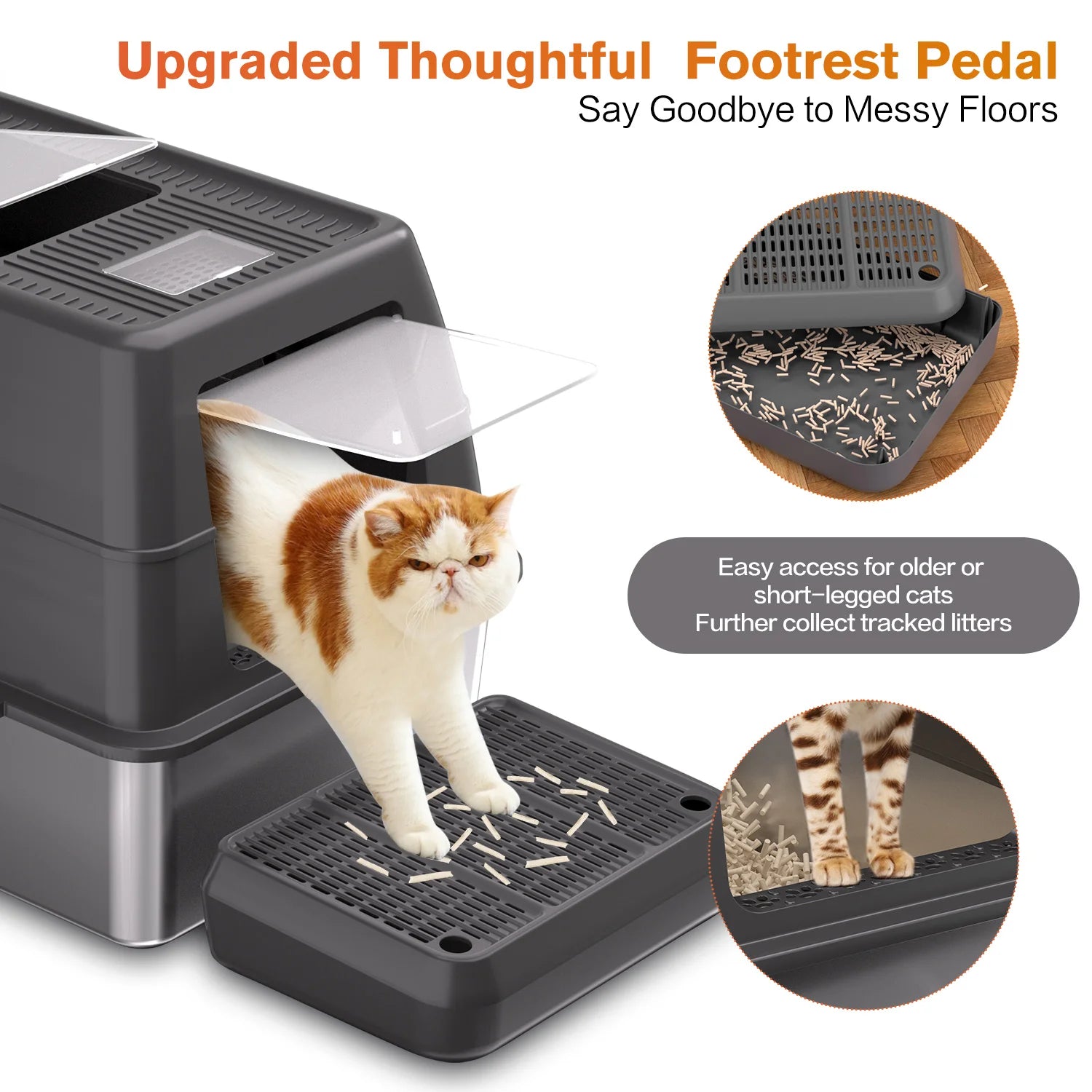 XXXL Stainless Steel Litter Box with Lid，Extra Large 28"L*20"W*18.1"H Metal Cat Litter Boxs,Jumbo Enclosed Removable Litter Box