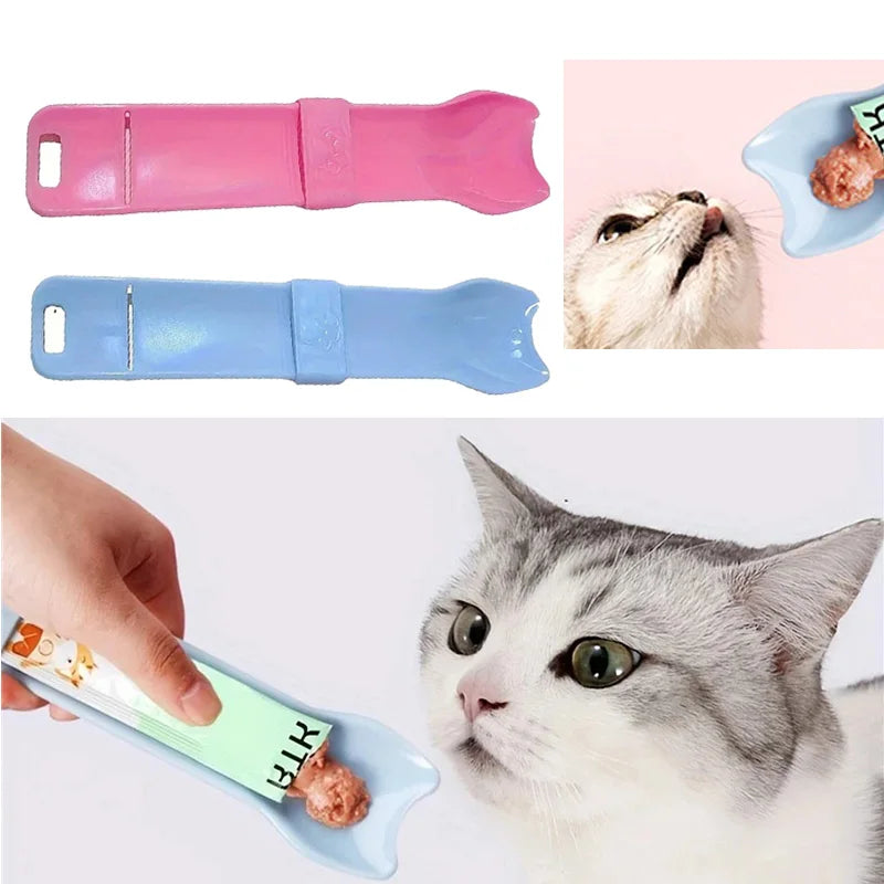 Cat Strip Squeeze Spoon Cat Bar Feeder Pet Food Spoon Pet Supplies Spoon Licking Wet Cat Handling Pet Liquid Snacks Feeding Tool