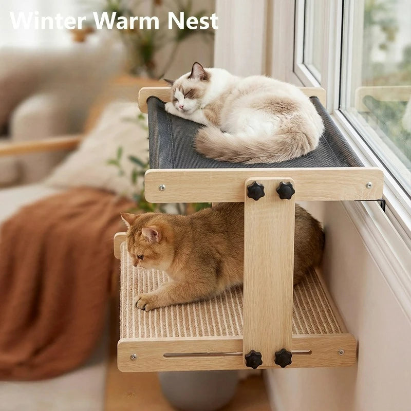 Cat Tree Double Layer Hanging Cat Hammock Scratcher All-Season Universal Pet Beds Window Perch for Cats Scratching Board