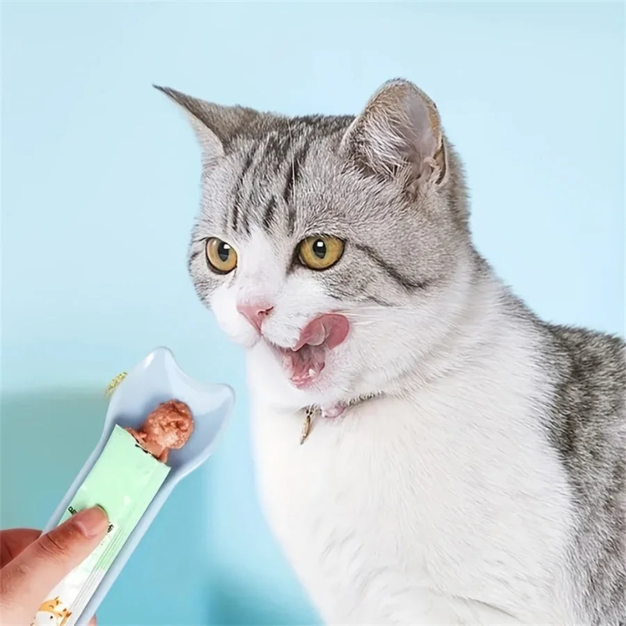 Cat Strip Squeeze Spoon Cat Bar Feeder Pet Food Spoon Pet Supplies Spoon Licking Wet Cat Handling Pet Liquid Snacks Feeding Tool