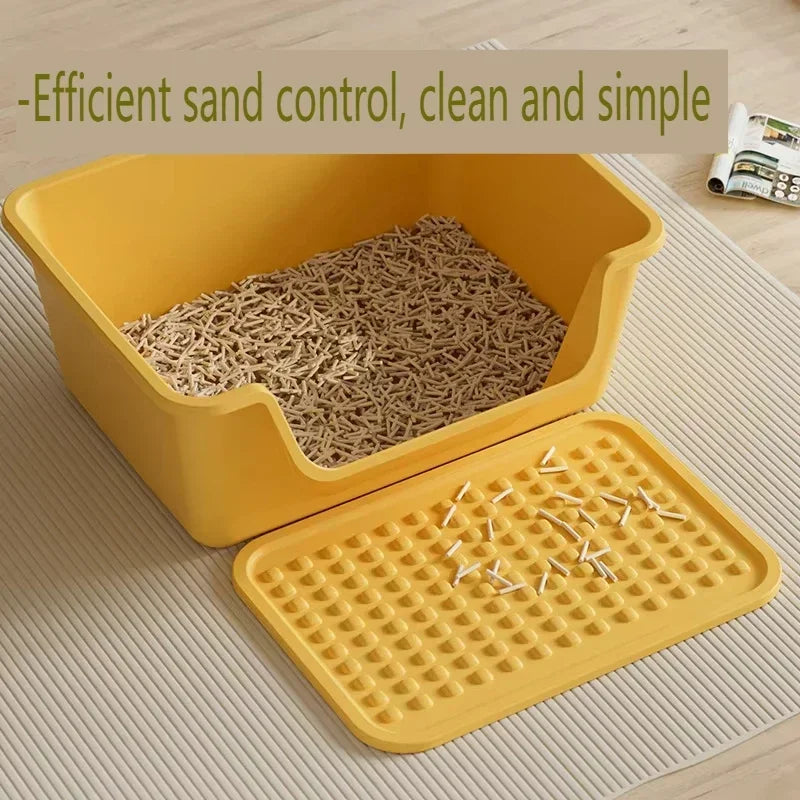 Large Capacity Cat Litter Box Semi-Closed Anti-Splash Design with Sand Leakage Board Easy Clean Pet Toilet for Multi-Cat Homes