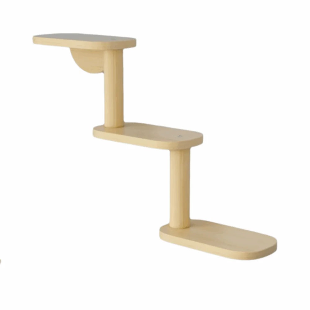 Solid Wood Cat Climbing Shelves 3-Level Floating Shelves Cat Climbing Ladder Space Saving Cat Perch Pet Playground