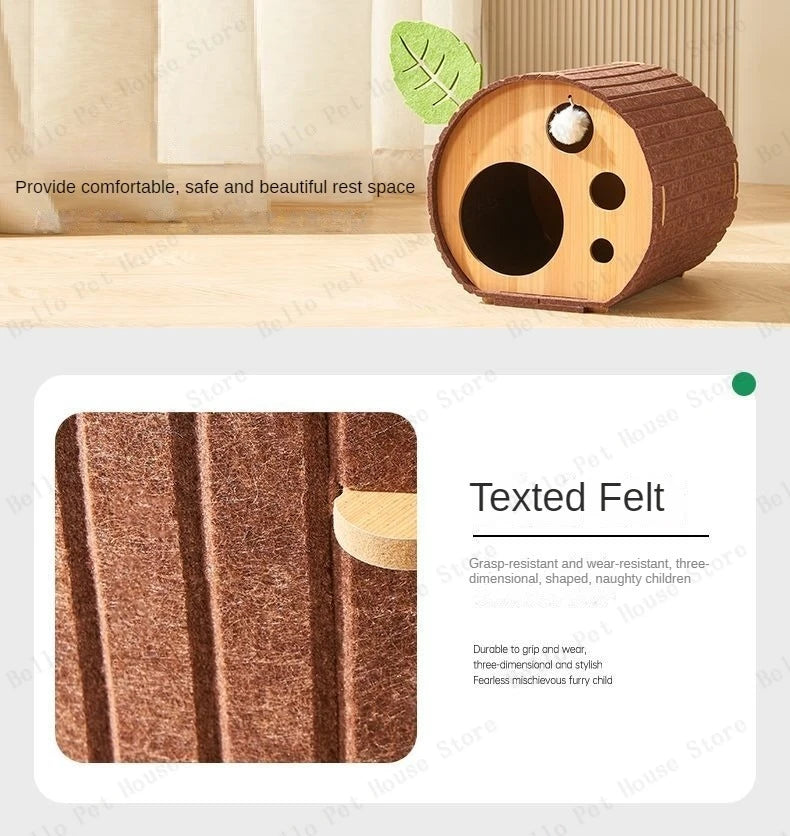 Multi-layer Felt Cat House Multi-function Tree Stump Cat House Wear-resistant Cat Scratching Board Pet Supplies Pet Furniture