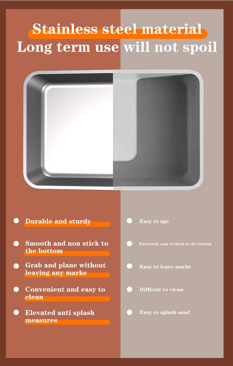 XXXL Stainless Steel Litter Box with Lid，Extra Large 28"L*20"W*18.1"H Metal Cat Litter Boxs,Jumbo Enclosed Removable Litter Box