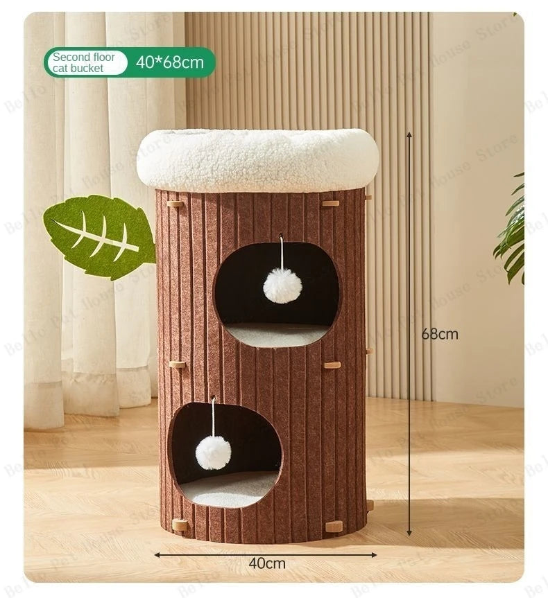 Multi-layer Felt Cat House Multi-function Tree Stump Cat House Wear-resistant Cat Scratching Board Pet Supplies Pet Furniture