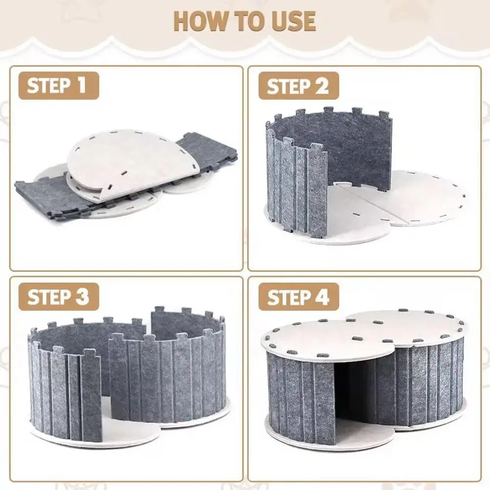 Cozy Semi-Enclosed Cat Nest Hiding Cave with Pet Tunnel, Four Seasons Universal, Wear-Resistant & Durable, Interactive Foldable