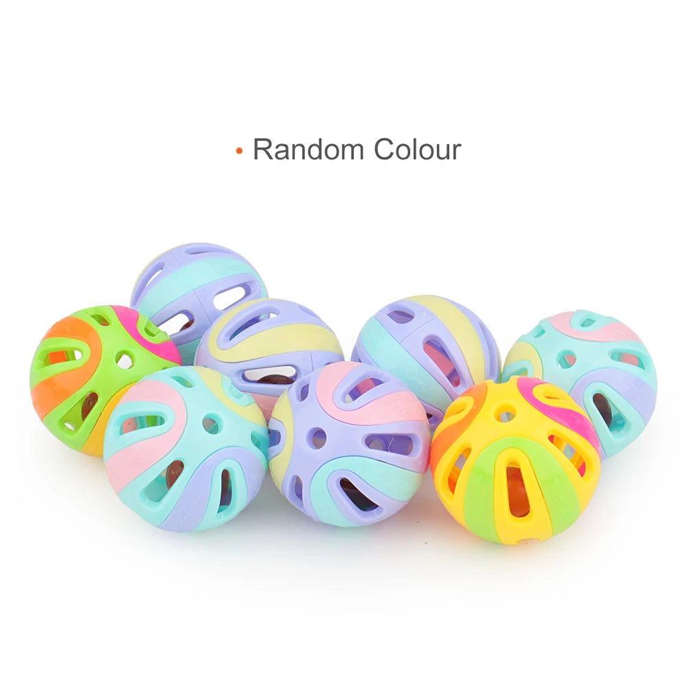 6pcs Random Bell Plastic Ball Cat Toy Colorful Splicing 4.8cm Pet Toy Accessory