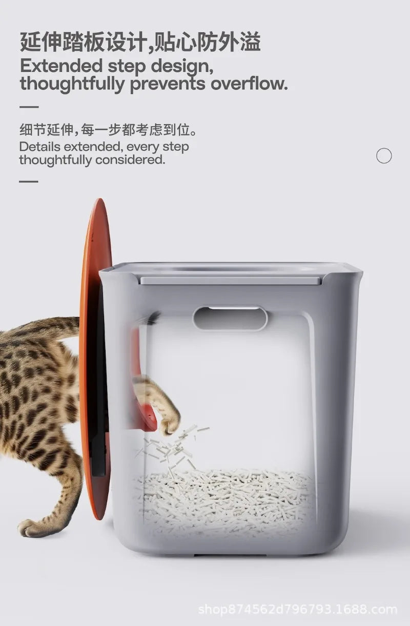 Large Cat Litter Box Semi-enclosed Doughnut Designed Prevent Spillage Deodorize Cat Toilet Pet Products Cleaning Accessories