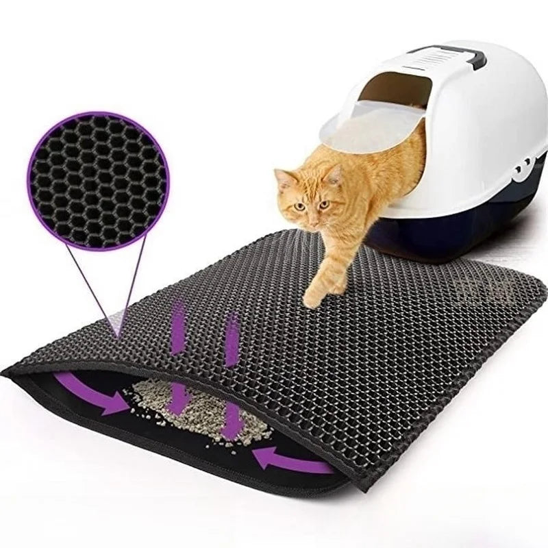 Waterproof Double Layer Cat Litter Mat Cat Litter Box Mat Cats Sand Removal Pad Bed Mat Pet Clean Pad Cat Accessories 5 Sizes