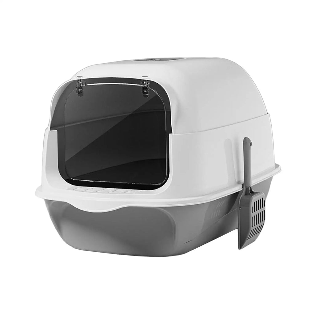 Hooded Cat Litter Box with Lid Large Capacity Cat Toilet with Front Door Flap Removable Large Reusable Sandbox Kitty Litter Tray