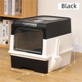 Cat Litter Box with Scoop, Large Foldable Litter Box with Lid, Front Entry Top Exit Kitty Box, Odor Control, Easy To Clean