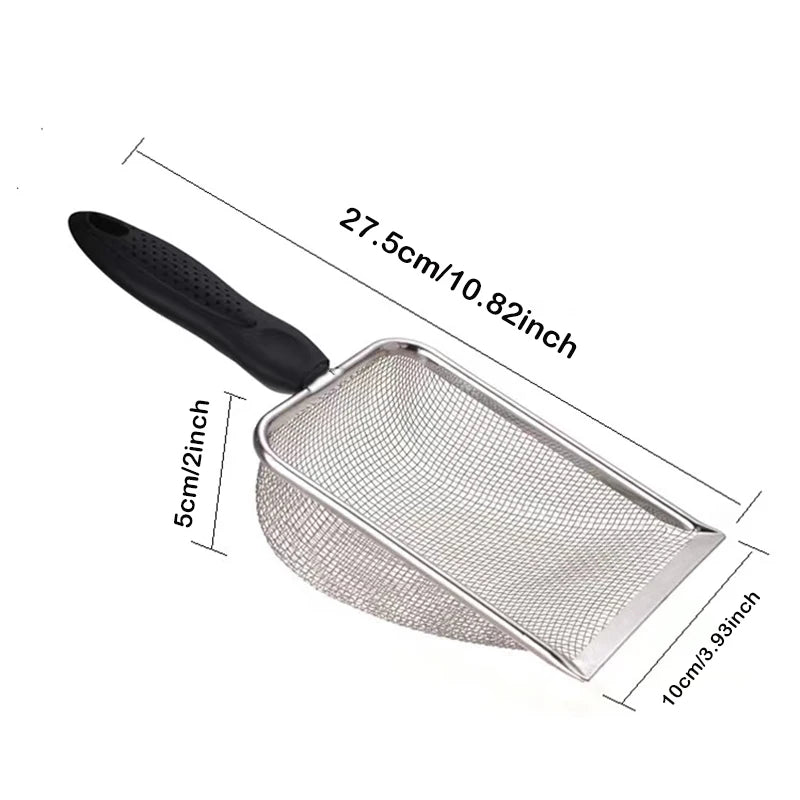 Durable Stainless Steel Litter Scooper - Ergonomic and Easy to Clean for Cats & Dogs, Heavy-Duty & Sleek Design