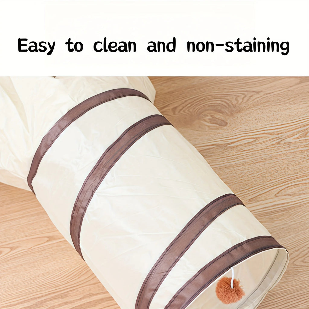 Beige Pet Cat Tunnel Toys Foldable Pet Cat Kitty Training Interactive Fun Toy For Cats Rabbit Animal Play Tunnel Tube