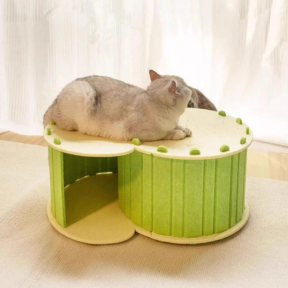 Cozy Semi-Enclosed Cat Nest Hiding Cave with Pet Tunnel, Four Seasons Universal, Wear-Resistant & Durable, Interactive Foldable