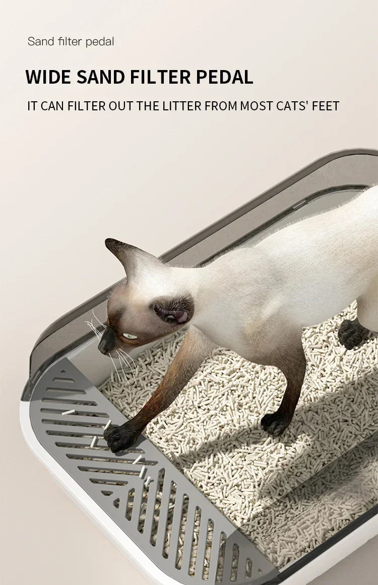 Large Capacity Cat Litter Box Semi-closed Plastic Sand Box for Cats Pet Toilet Anti Splash Cat Tray Bedpan Pet Supplies