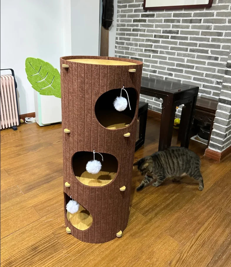 Multi-layer Felt Cat House Multi-function Tree Stump Cat House Wear-resistant Cat Scratching Board Pet Supplies Pet Furniture