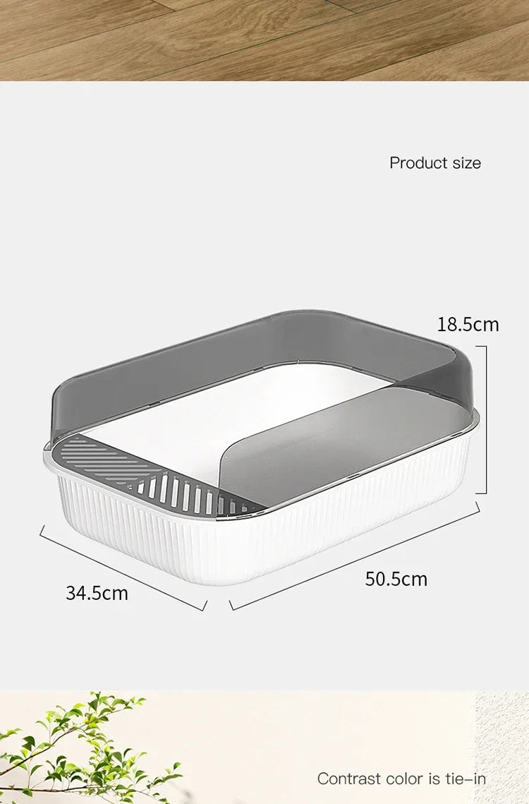 Large Capacity Cat Litter Box Semi-closed Plastic Sand Box for Cats Pet Toilet Anti Splash Cat Tray Bedpan Pet Supplies