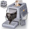 XXXL Stainless Steel Litter Box with Lid，Extra Large 28"L*20"W*18.1"H Metal Cat Litter Boxs,Jumbo Enclosed Removable Litter Box