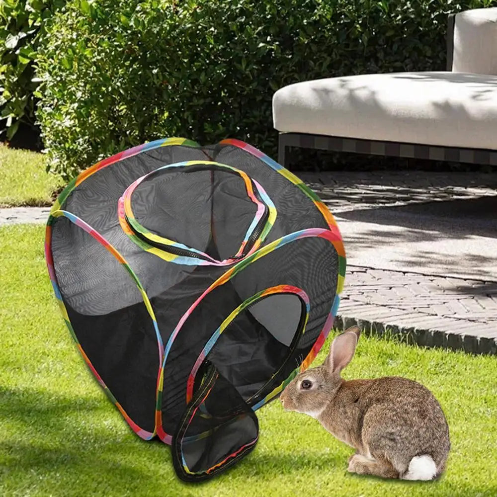 Cat Tunnel Cube Outdoor PopUp Enclosure Foldable Mesh House Pet Tent Hideaway Scratching Resting Space for Kittens Bunny Puppy