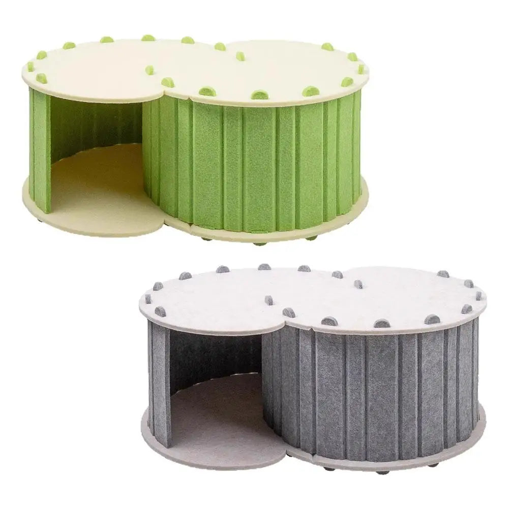 Cozy Semi-Enclosed Cat Nest Hiding Cave with Pet Tunnel, Four Seasons Universal, Wear-Resistant & Durable, Interactive Foldable