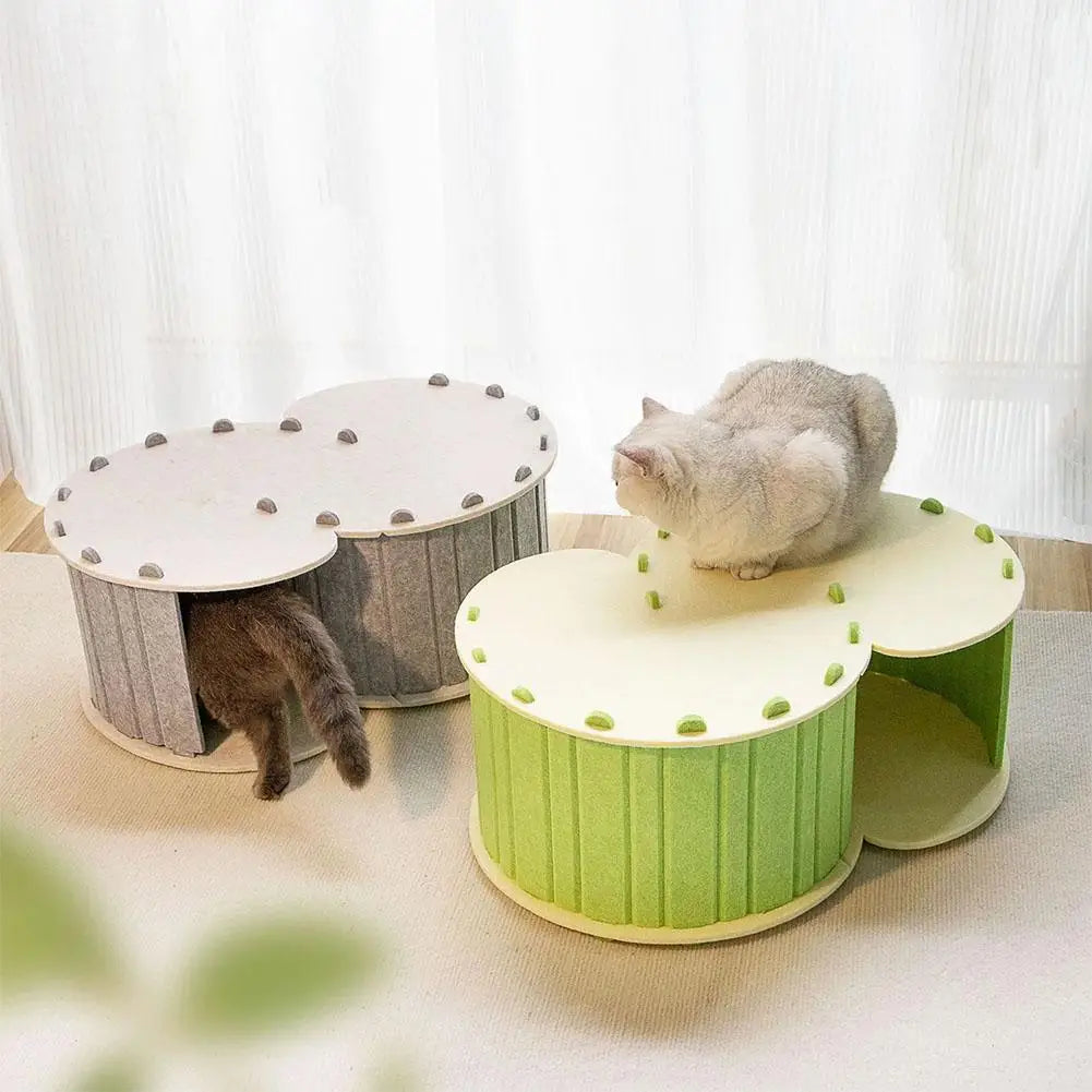 Cozy Semi-Enclosed Cat Nest Hiding Cave with Pet Tunnel, Four Seasons Universal, Wear-Resistant & Durable, Interactive Foldable