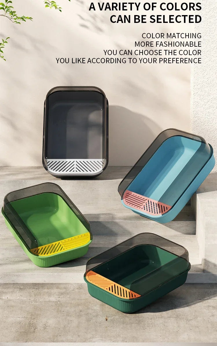 Large Capacity Cat Litter Box Semi-closed Plastic Sand Box for Cats Pet Toilet Anti Splash Cat Tray Bedpan Pet Supplies
