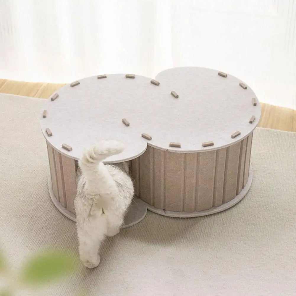 Cozy Semi-Enclosed Cat Nest Hiding Cave with Pet Tunnel, Four Seasons Universal, Wear-Resistant & Durable, Interactive Foldable