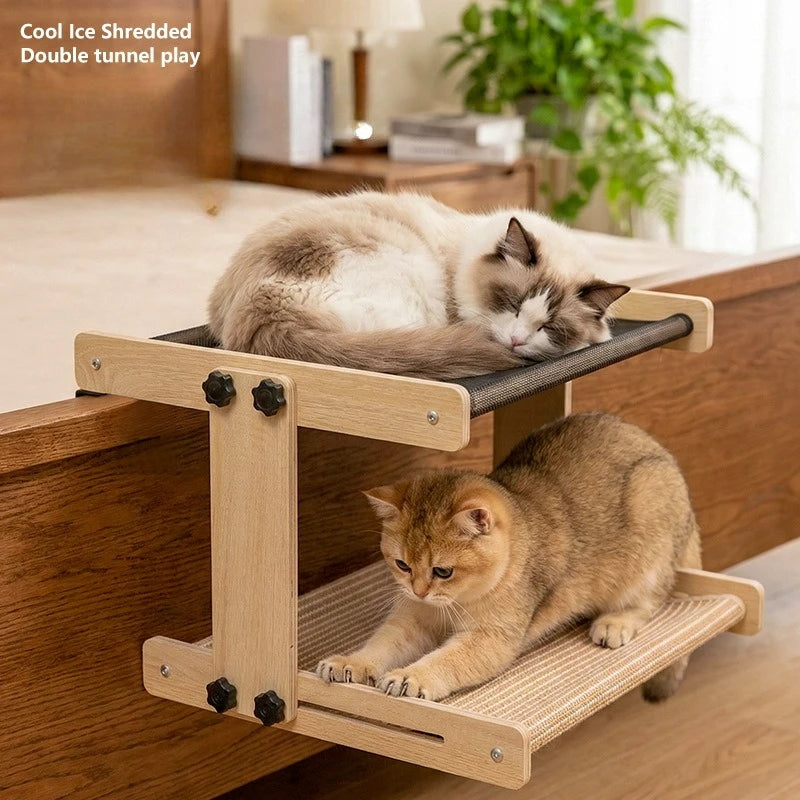 Cat Tree Double Layer Hanging Cat Hammock Scratcher All-Season Universal Pet Beds Window Perch for Cats Scratching Board